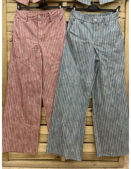 Pantalón rayitas verticales tricolor Luján