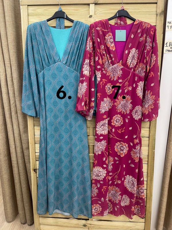 Vestido estampado con manga abullonada y cinta 2