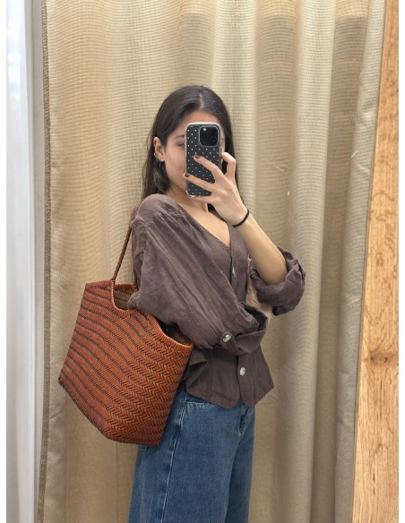 Bolso de piel trenzada grande