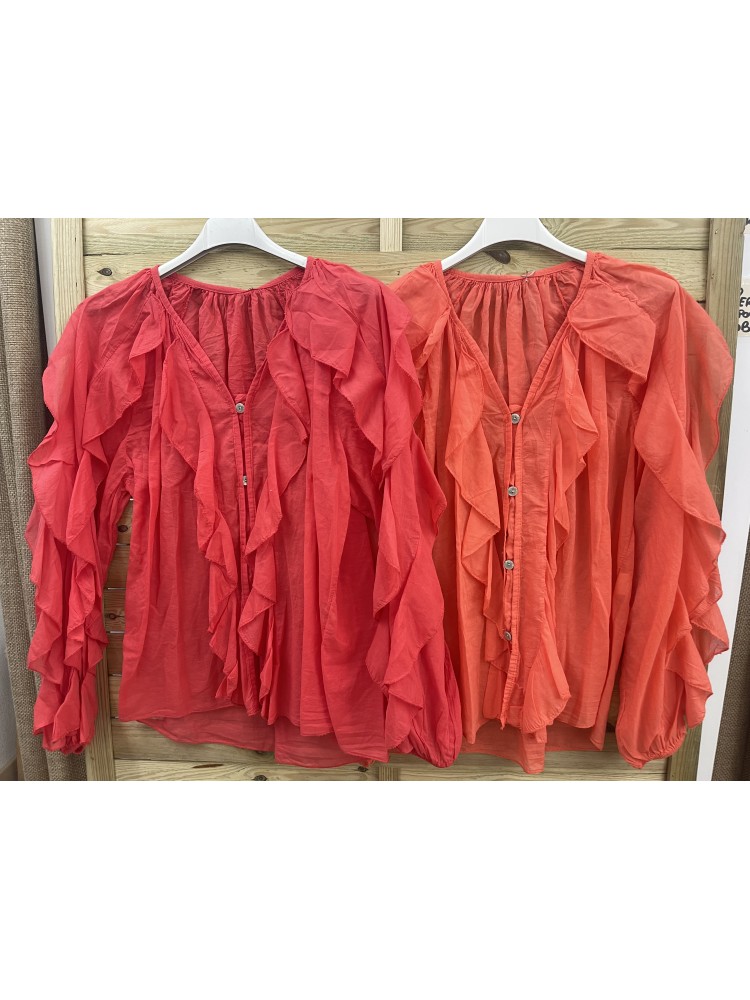 Camisa en pico con vuelo vertical