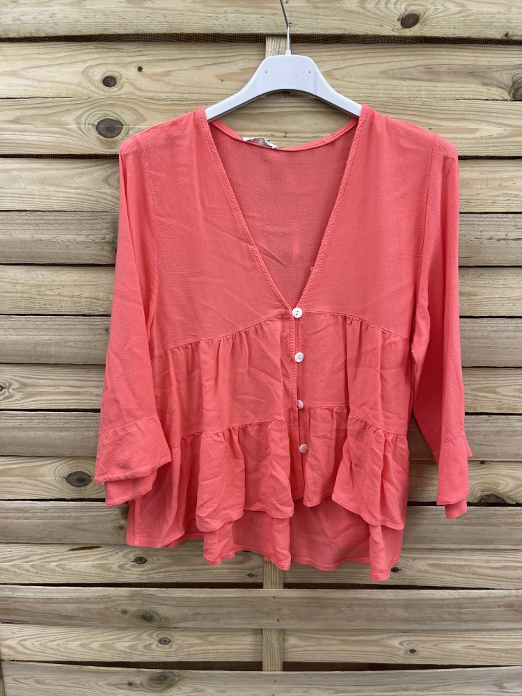 Camisa con doble corte y botones Berta