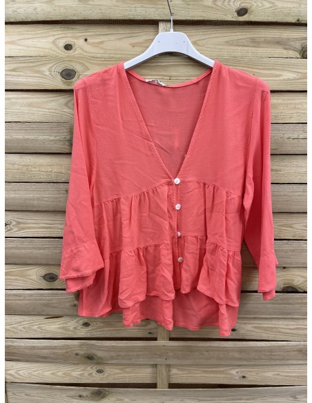 Camisa con doble corte y botones Berta