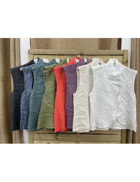 Chaleco lino Irene doble lazada lateral