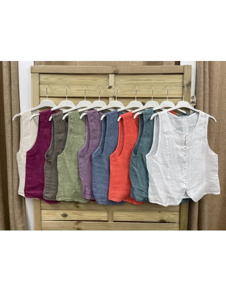 Top lino Irene de sisa botoncitos delanteros