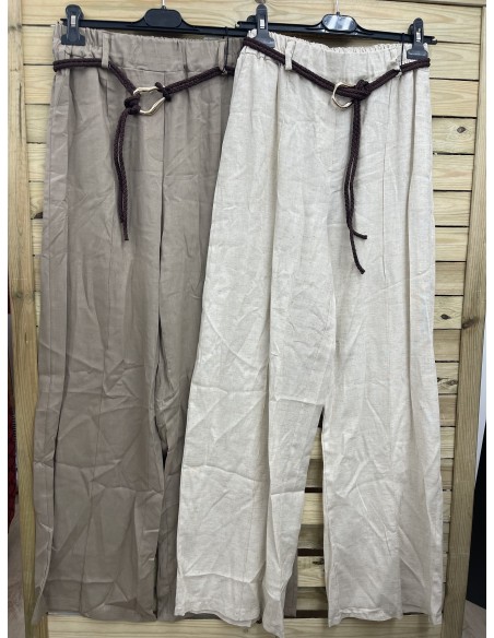 Pantalon efecto lino Aveiro con cinturon