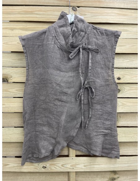 Chaleco lino Irene doble lazada lateral