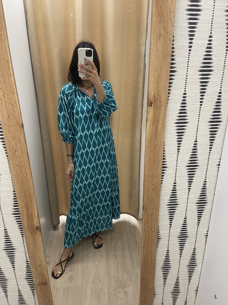 Vestido túnica manga abullonada