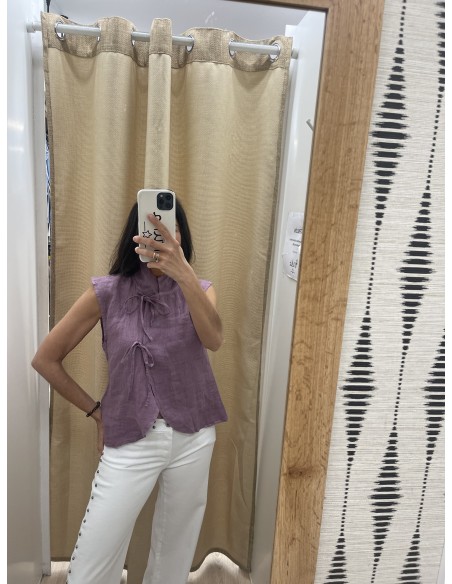 Chaleco lino Irene doble lazada lateral