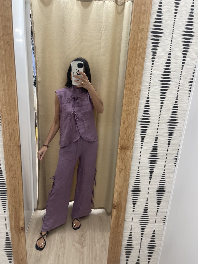 Chaleco lino Irene doble lazada lateral