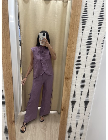 Chaleco lino Irene doble lazada lateral