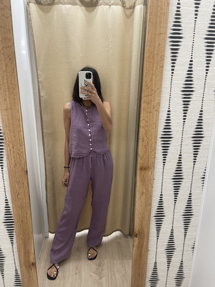 Top lino Irene de sisa botoncitos delanteros