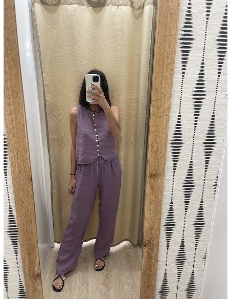 Top lino Irene de sisa botoncitos delanteros