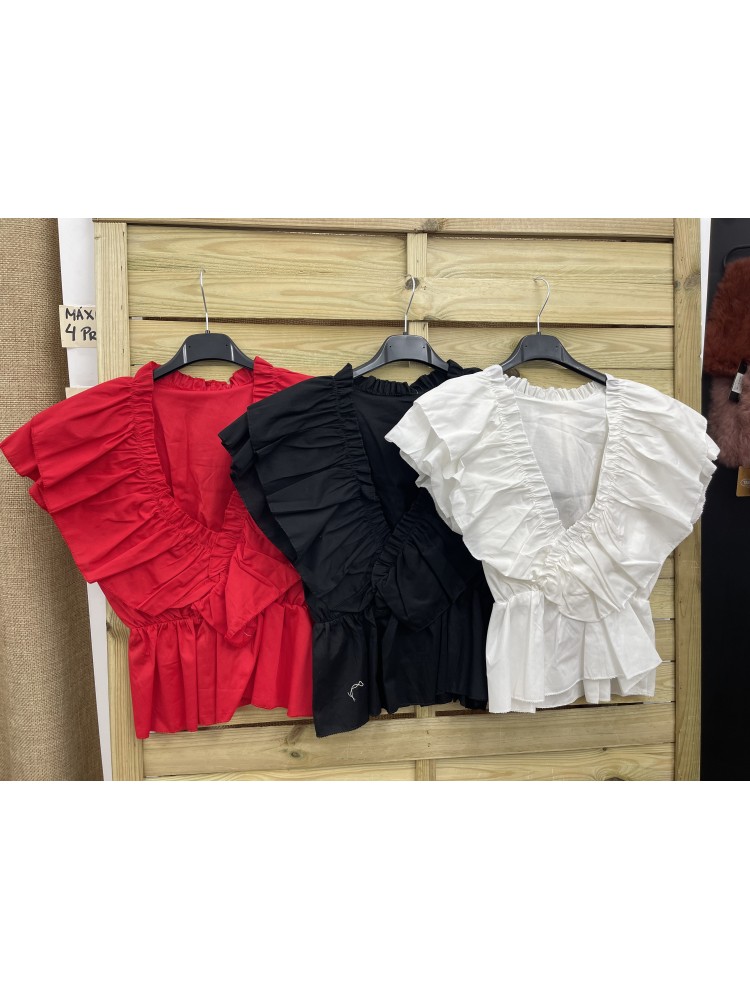 Top maxi volante en pico y corte en cintura