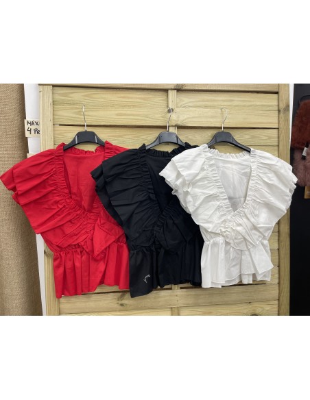 Top maxi volante en pico y corte en cintura