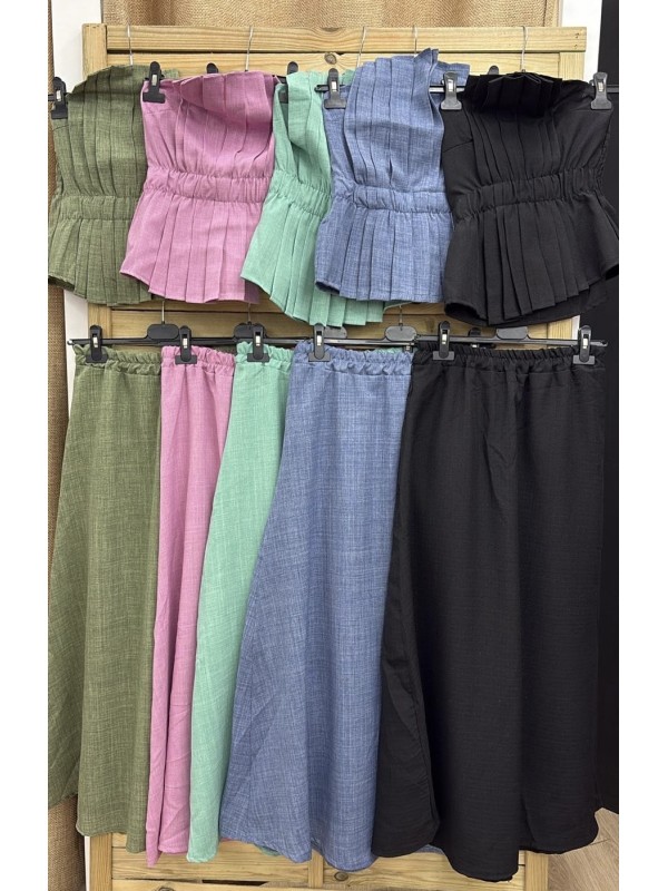 Conjunto liso con top palabra drapeado de lino 2