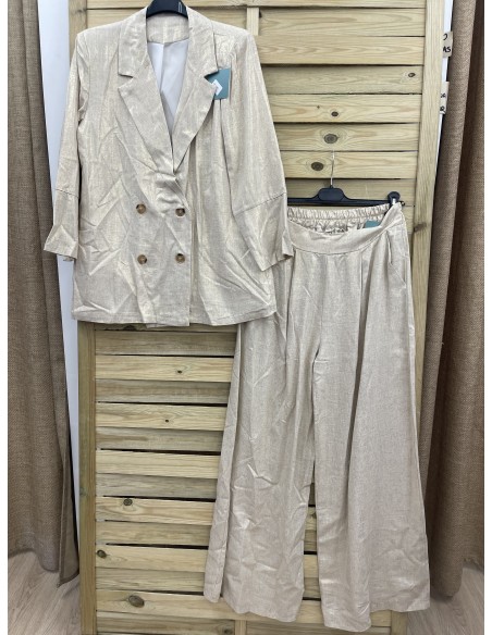 Conjunto de blazer y pantalon brillito