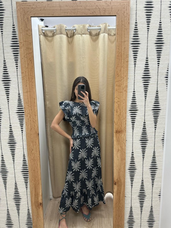 Vestido palmeritas cintura fruncida 2