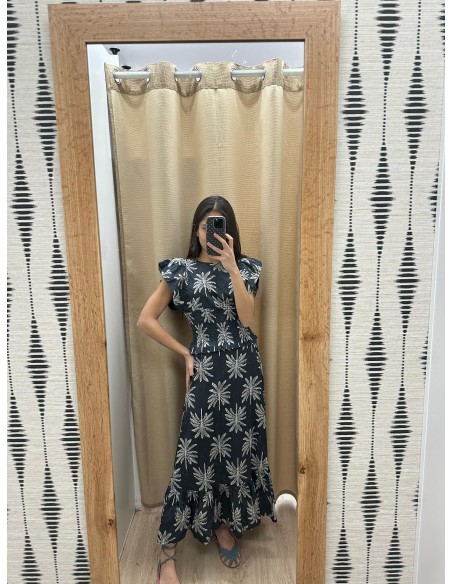 Vestido palmeritas cintura fruncida