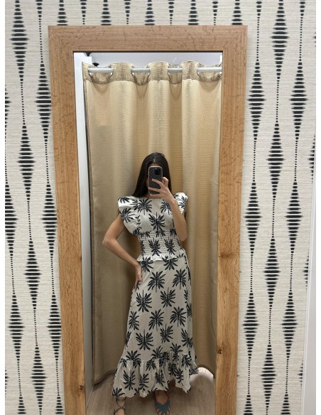 Vestido palmeritas cintura fruncida