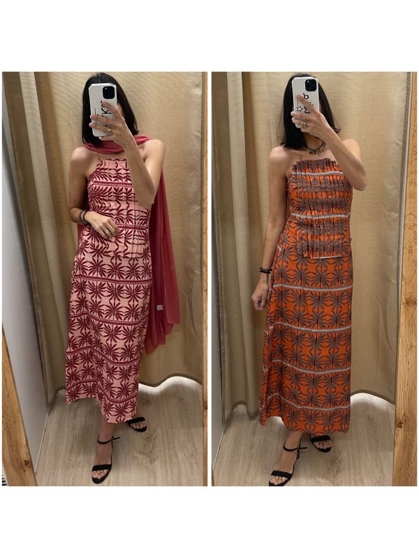 Conjunto Flora con top palabra pliegues estampado palmeritas 2