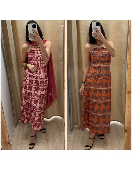 Conjunto Flora con top palabra pliegues estampado palmeritas