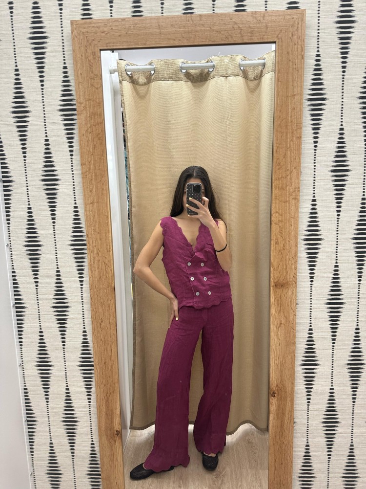 Chaleco Irene de lino con ondas