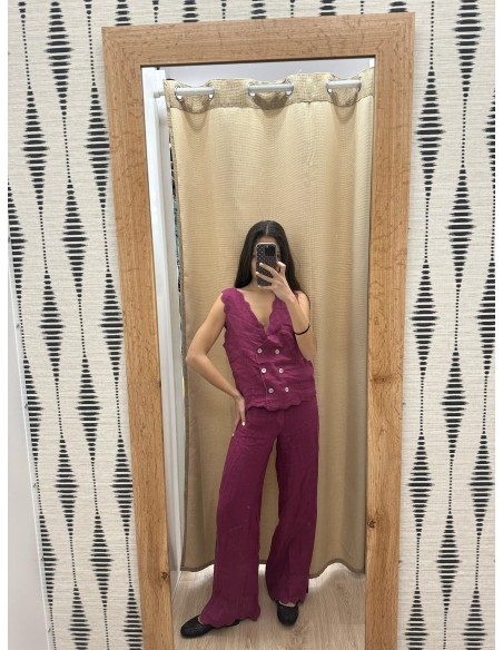 Pantalon de lino Irene con ondas