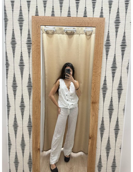 Pantalon de lino Irene con ondas