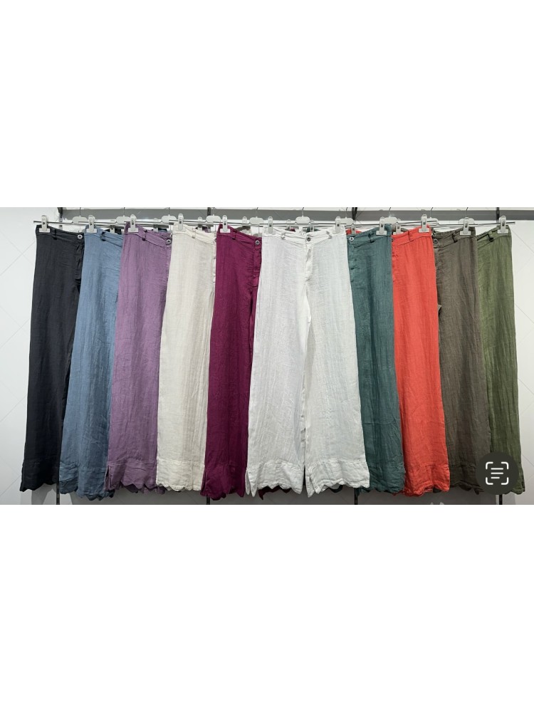 Pantalon de lino Irene con ondas