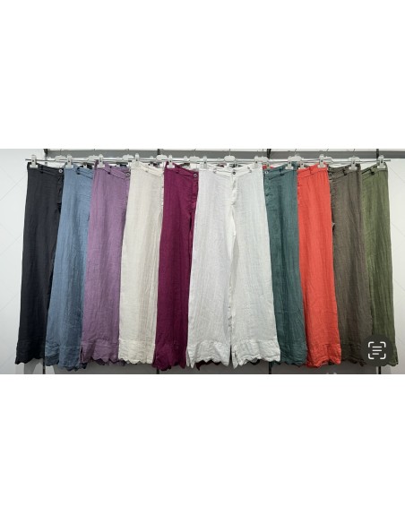 Pantalon de lino Irene con ondas