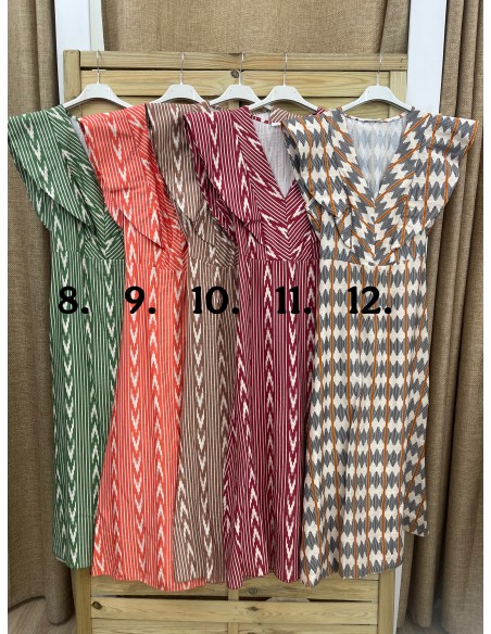 Vestido estampado con corte y doble volante en sisa