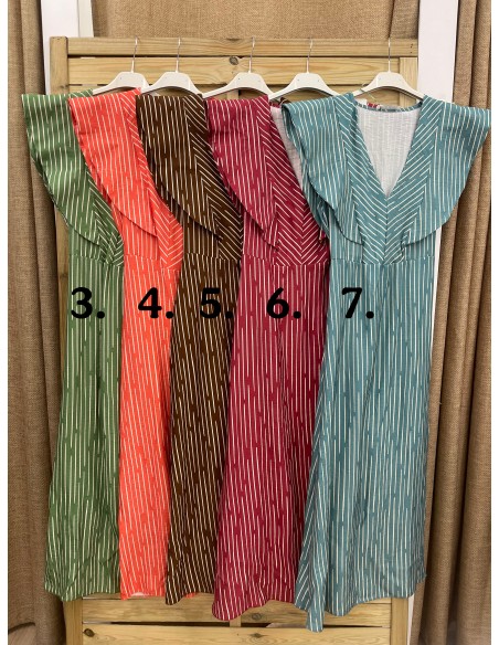 Vestido estampado con corte y doble volante en sisa