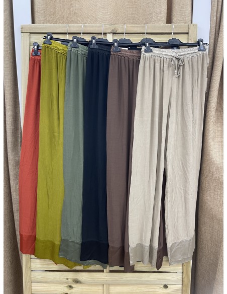 Pantalon recto con bajo de saten