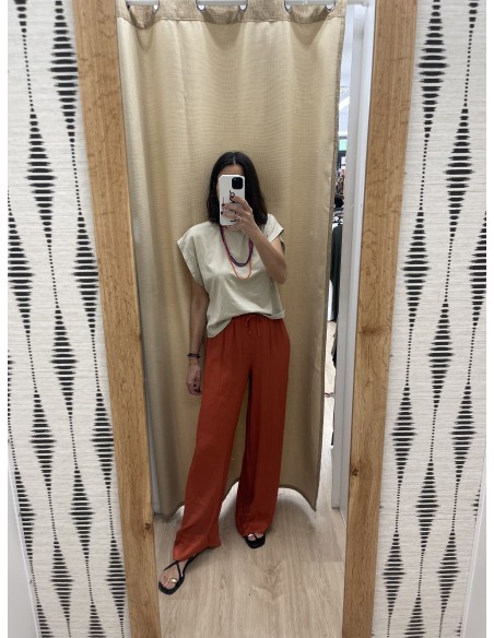 Pantalon recto con bajo de saten