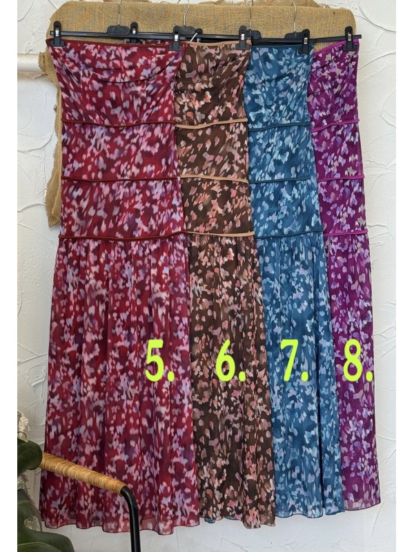 Vestido estampado palabra de gasa con triple corte liso 2