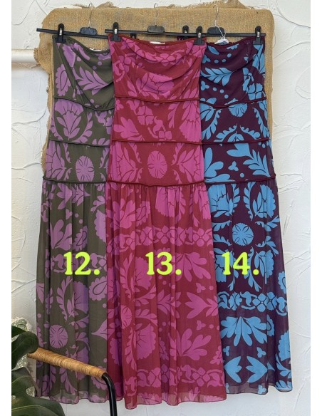 Vestido estampado palabra de gasa con triple corte liso