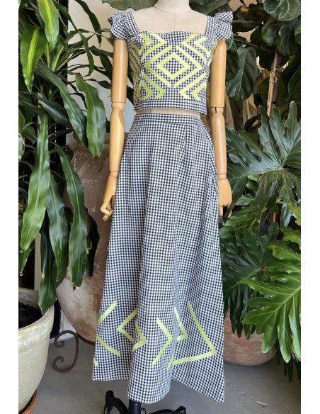 Conjunto vichy detalle étnico