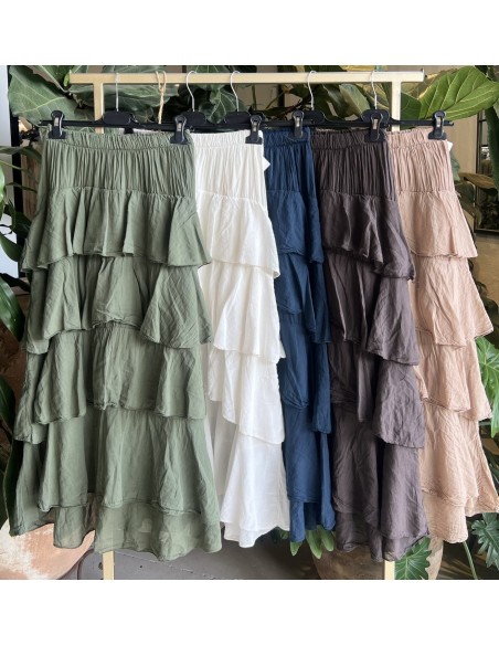 Falda larga de volantes con cinturilla elastica