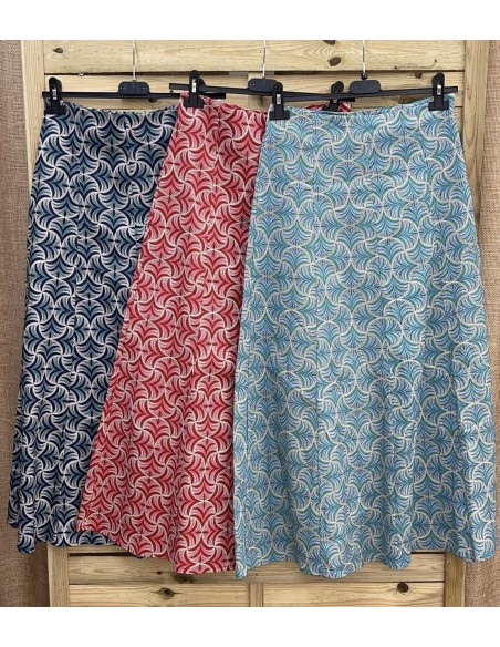 Falda midi estampado helechos