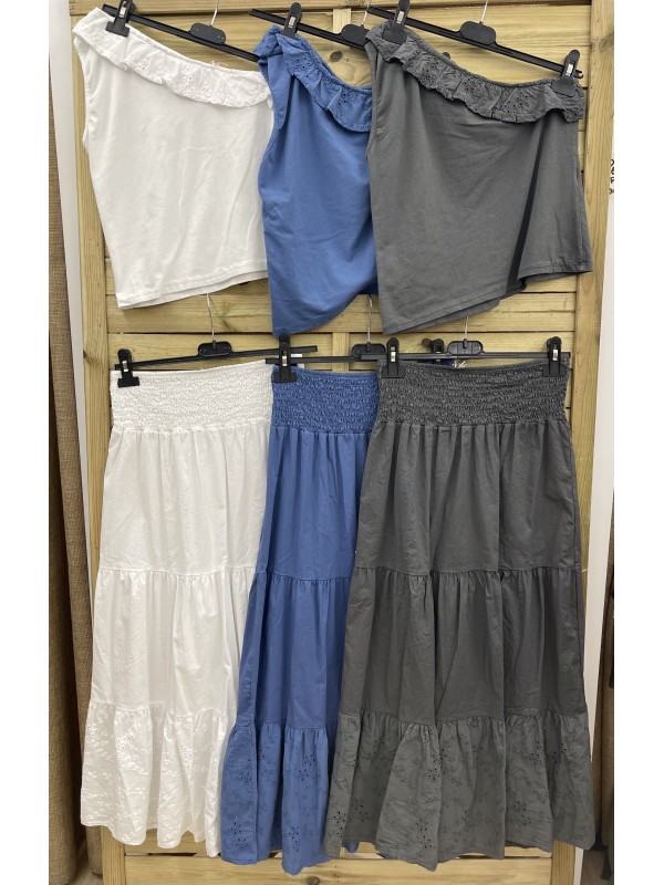 Top asimétrico volante brocado 2