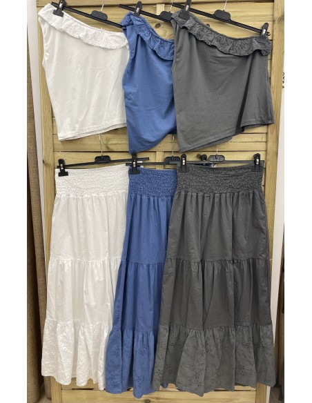 Top asimétrico volante brocado