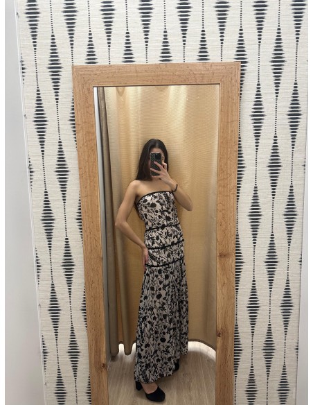 Vestido estampado palabra de gasa con triple corte liso