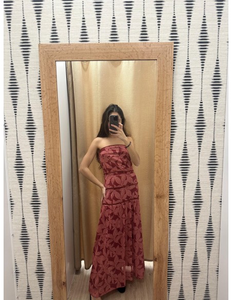 Vestido estampado palabra de gasa con triple corte liso