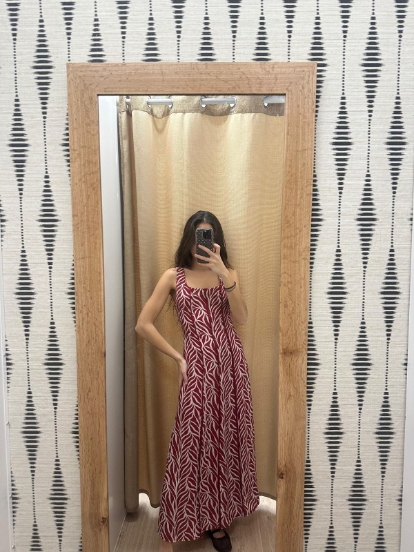 Vestido midi hojitas con costuras lisas verticales 2