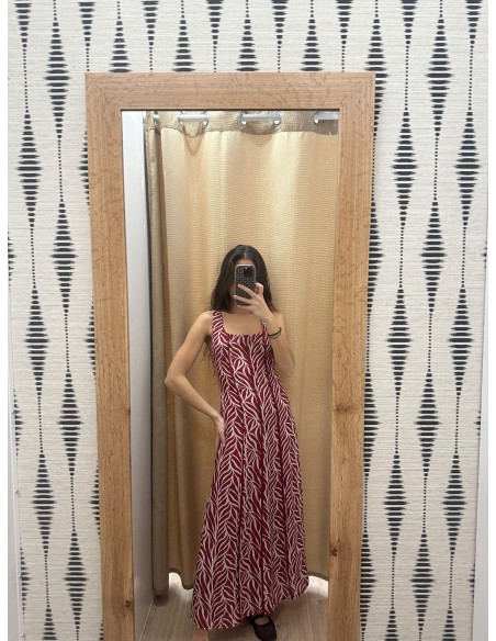 Vestido midi hojitas con costuras lisas verticales