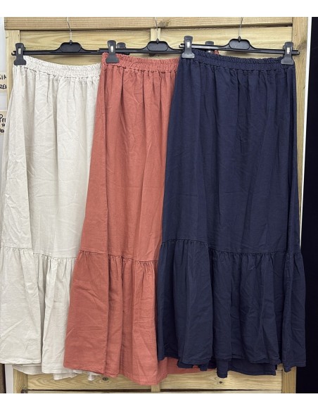 Falda larga con maxi volante en bajo