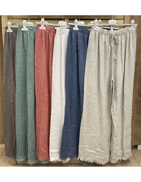 Pantalon lino Ana bajo desflecado
