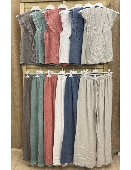 Top lino Ana volante delantero desflecado