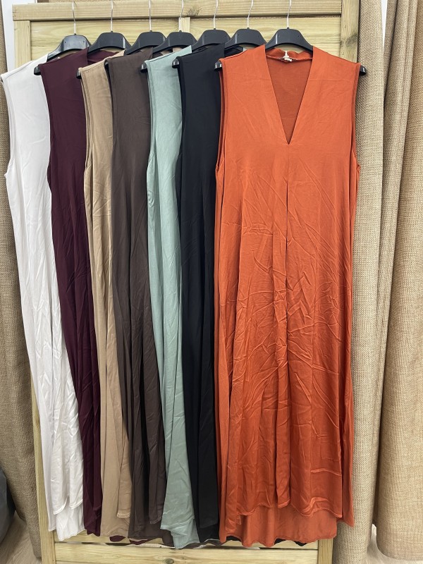 Vestido combinado satén/punto pliegue delantero