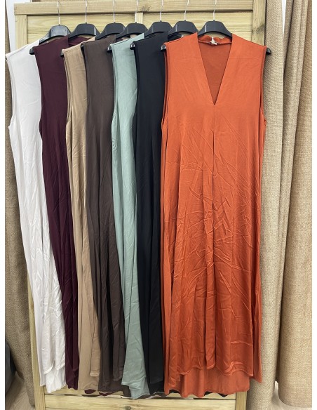 Vestido combinado satén/punto pliegue delantero